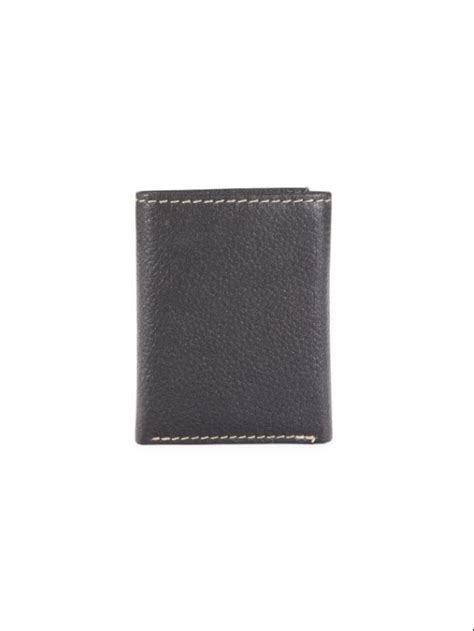 True Religion Men S Leather Trifold Wallet Black Embroidered Logo Rfid