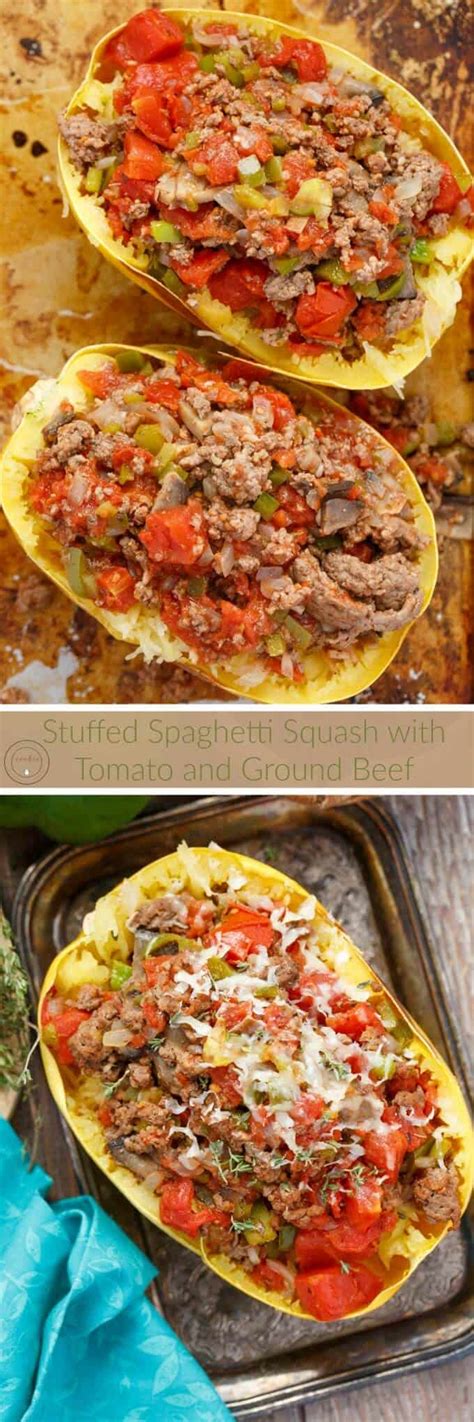 Stuffed Spaghetti Squash With Tomato And Ground Beef The Cookie Writer