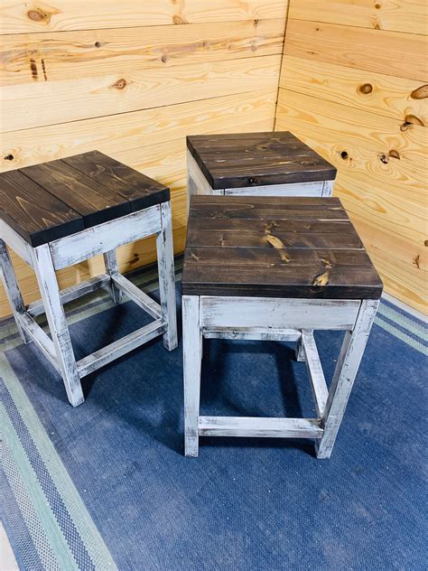 Rustic Farmhouse Counter Height Stools, Espresso Brown Top and