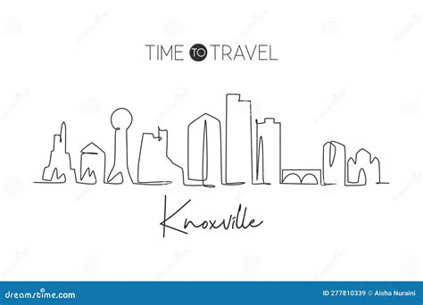 One Continuous Line Drawing Of Knoxville City Skyline Tennessee