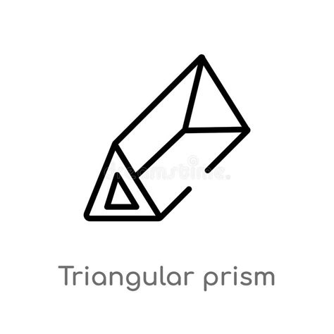 Outline Triangular Prism Vector Icon Isolated Black Simple Line
