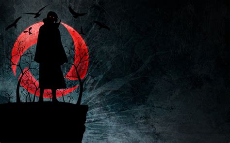 Wallpaper Dark Akatsuki Naruto Red Moon Uchiha Itachi Crows