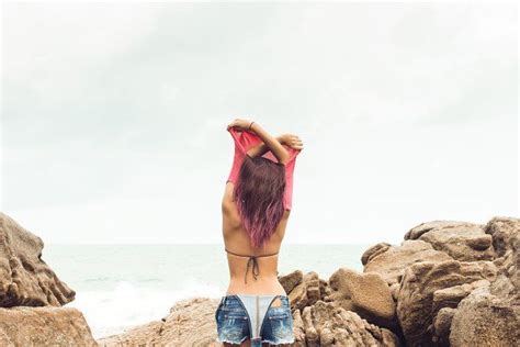 Pretty Young Woman Undress On Beach Containing Beauty Beautiful And Coast