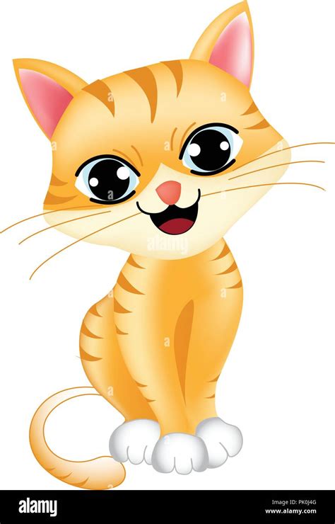 Cute Little Cat Kitten Isolated On White Background Illustration