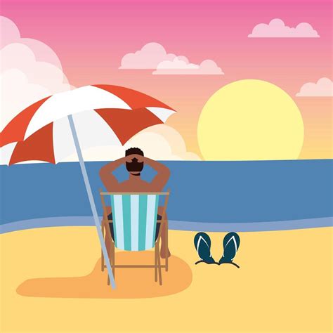 Man Sunbathing At The Beach Summer Scene Vector Art At Vecteezy