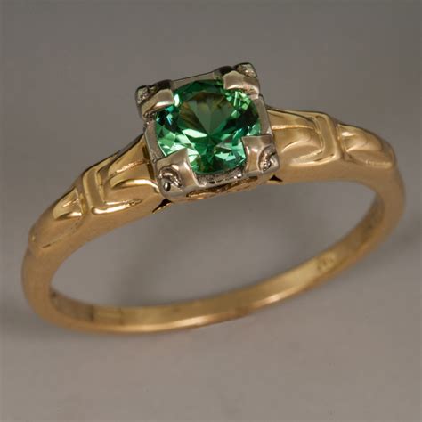 Ring Blue Green Tourmaline 18ky And 14kw