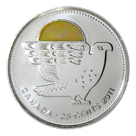 2011 Canadian 25 Cent Legendary Nature Peregrine Falcon Coloured