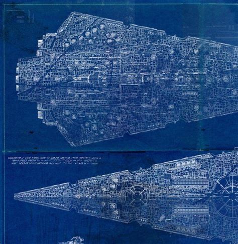 Imperial Star Destroyer Star Wars Poster Blueprint Version 2 Etsy