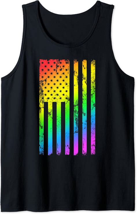 Amazon Com Distressed Rainbow American Flag Gay Pride LGBT Tank Top