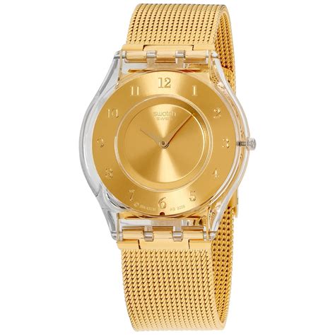 Swatch Swatch Skin Quartz Movement Gold Dial Ladies Watch Sfk355m