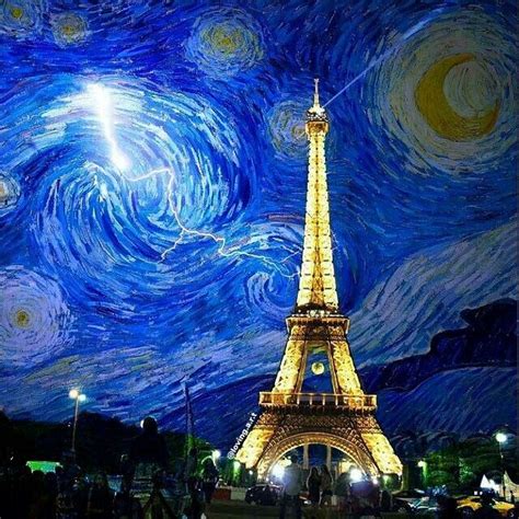 Starry Night Eiffel Tower Vincent Van Gogh Çizim