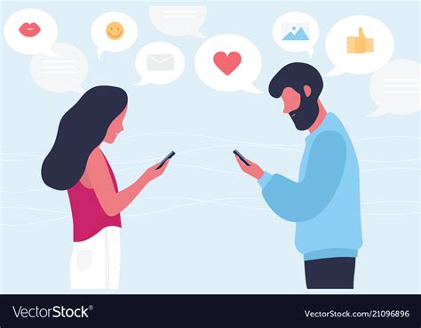 Male And Female Cartoon Characters Chatting Or Vector Image