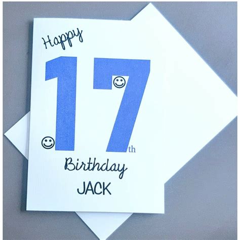 Personalised 17th Birthday Card Boy 17 Years Old Son Grandson