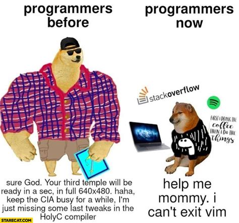 Doge Programmers Before Vs Now Help Me Mommy I Cant Exit Vim