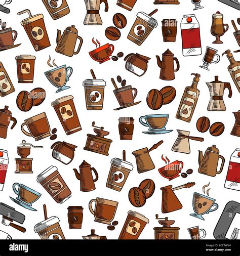 Coffee Cups And Coffee Makers Seamless Background Wallpaper With