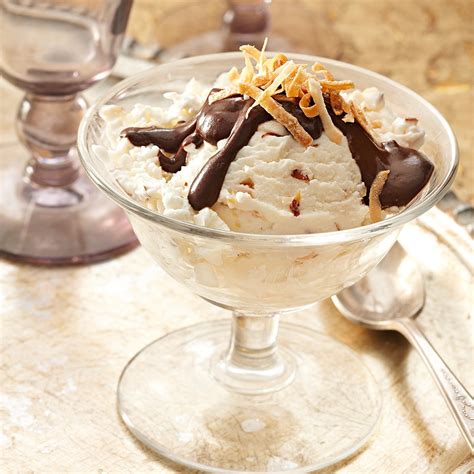 Coconut Almond Frozen Greek Yogurt With Hot Chocolate Drizzle Recipe