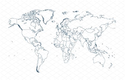 World Map With Borders White Vector Templates And Themes ~ Creative Market