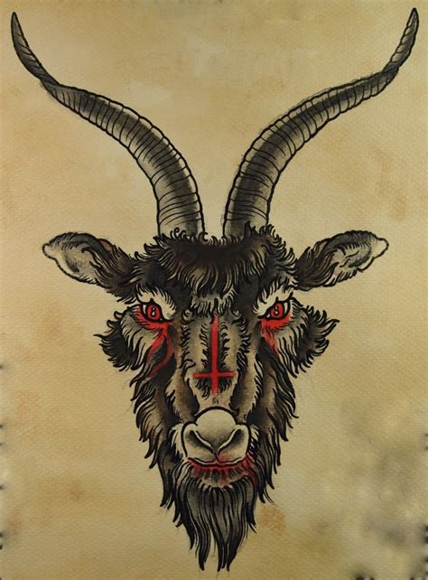 Inverted Cross Goats Head Tattoo Goat Satanic Art Satanic Tattoos