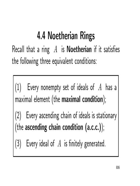44 Noetherian Rings Pdf Ring Mathematics Ring Theory