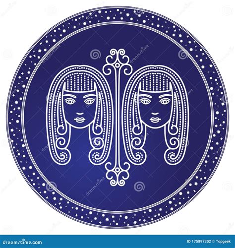 Gemini Zodiac Sign of Twins, Horoscope Astrology Stock Vector