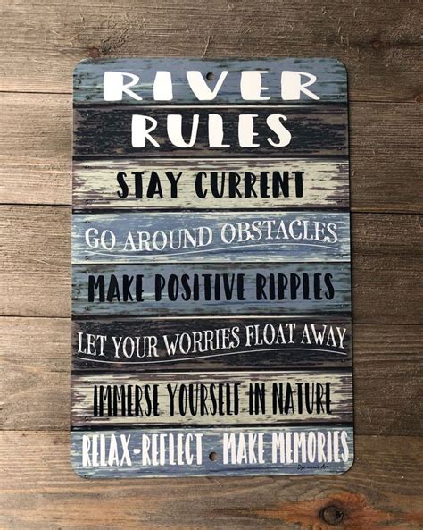 River Rules Metal Sign River Advice River Quotes Metal Etsy Metal