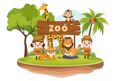 Ilustrasi Kartun Zoo Dengan Haiwan Safari Di Hutan Gambar Unduh Gratis