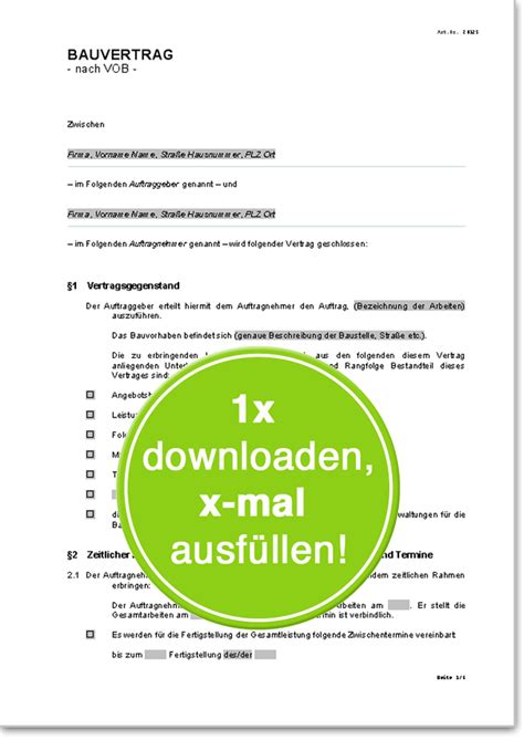 2 vob/b die rechtzeitige feststellung der ausgeführten arbeiten. Bauvertrag nach VOB ⋆