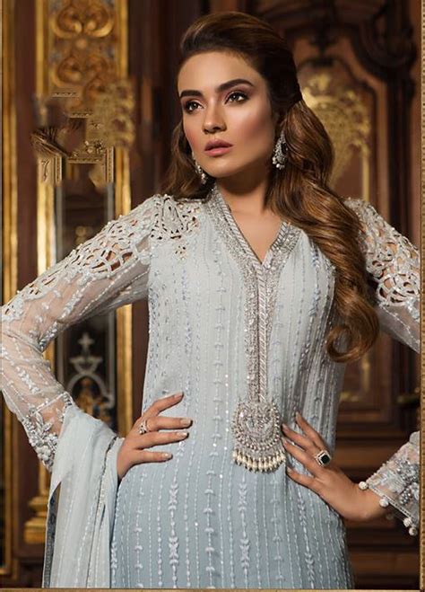 Maria B Embroidered Chiffon Unstitched 3 Piece Suit Mb18 W1 07 Wedding