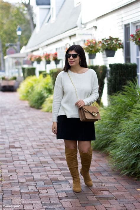 White Sweater Black Mini Skirt Over The Knee Boots 11jp Flickr