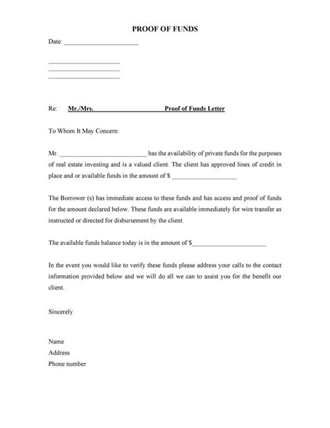 25 Best Proof Of Funds Letter Templates Templatelab