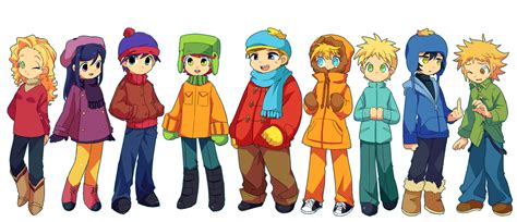 Bebe Wendy Stan Kyle Cartman Kenny Butters Craig And Tweek South Park Anime South