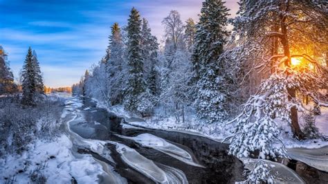 4k Oulu North Ostrobothnia Winter Bridges Rivers Forests Finland