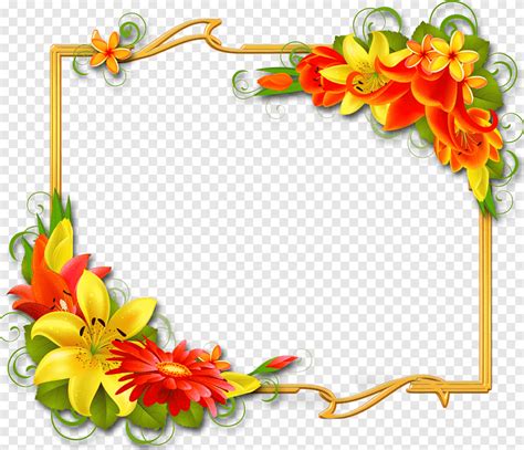 Floral Yellow Border Flowers Decorated Floral Border Png Pngegg