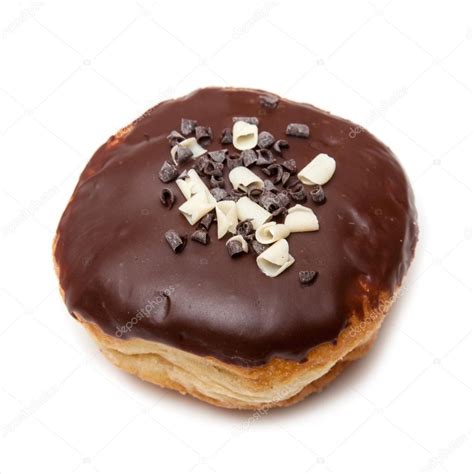 Chocolate Iced Donut On A White Studio Background — Stock Photo