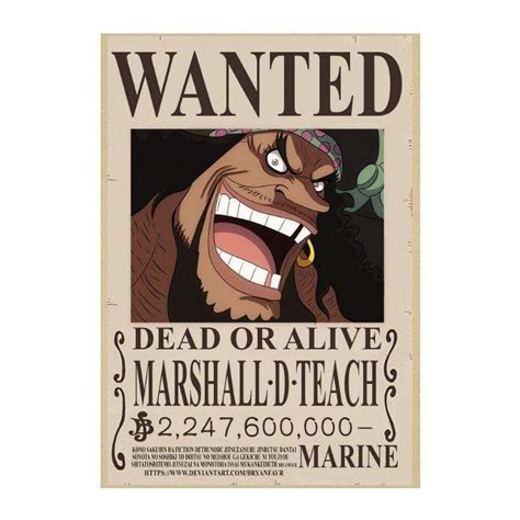 Avis De Recherche One Piece Marshall D Teach Wanted Décoration One
