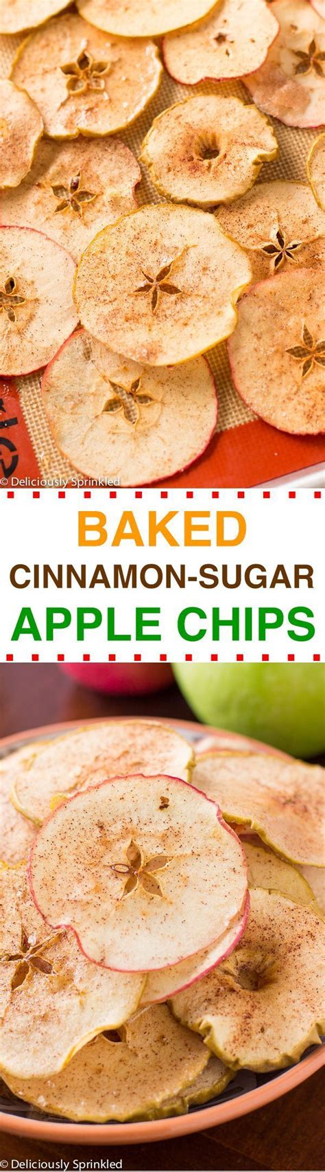 Baked Cinnamon Sugar Apple Chips Food Apple Chips Baked Snacks