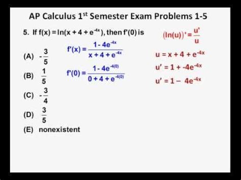 Explore our rich collection of videos, games, activities and worksheets that are suitable for the study, practice or review of precalculus. AP Calculus First Semester Exam Problems 1-5 - YouTube