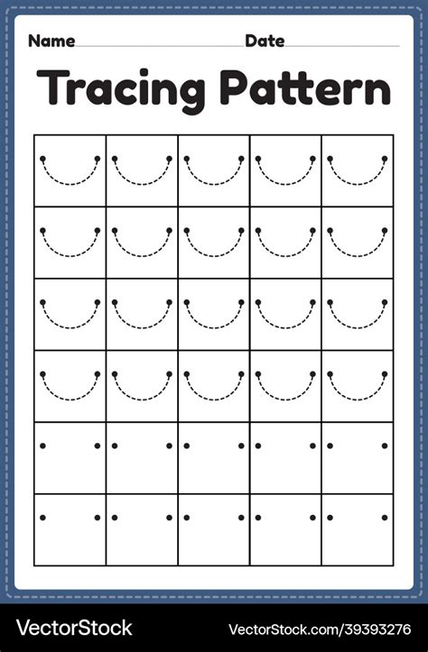 Tracing Pattern Right Curve Lines Worksheet Vector Im