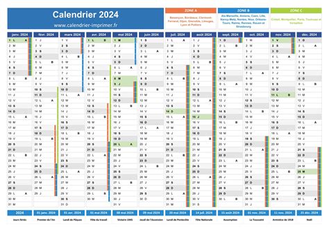 Calendrier 2024 à Imprimer Gratuit