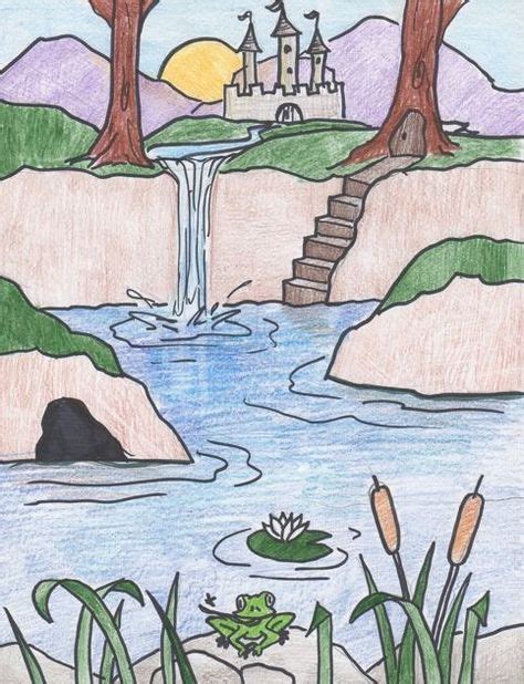 How To Draw A Waterfall Lesson On Foreground And Background Nature