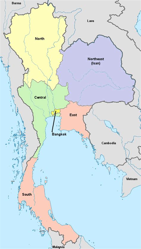 Thailand Regionen Karte