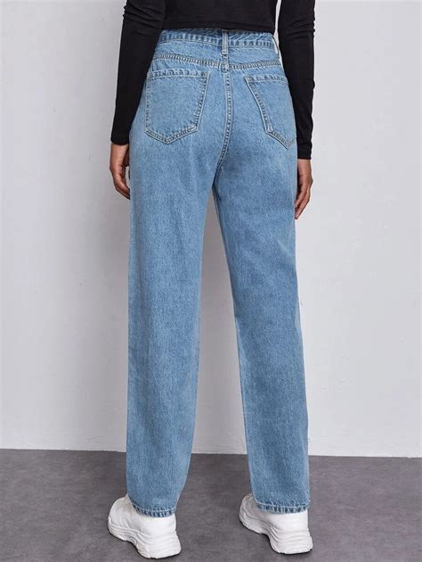 Boyfriend Jeans Mom Jeans Baggy Jeans Outfit Polyester Fabric High