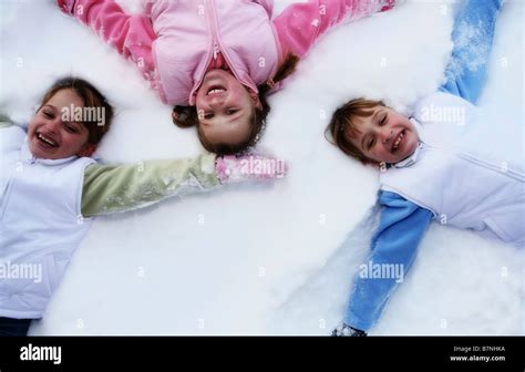 Children Making Snow Angels Hi Res Stock Photography And Images Alamy