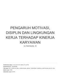 Pengaruh Motivasi Kerja Kedisiplinan Kerja Dan Lingkungan Kerja My