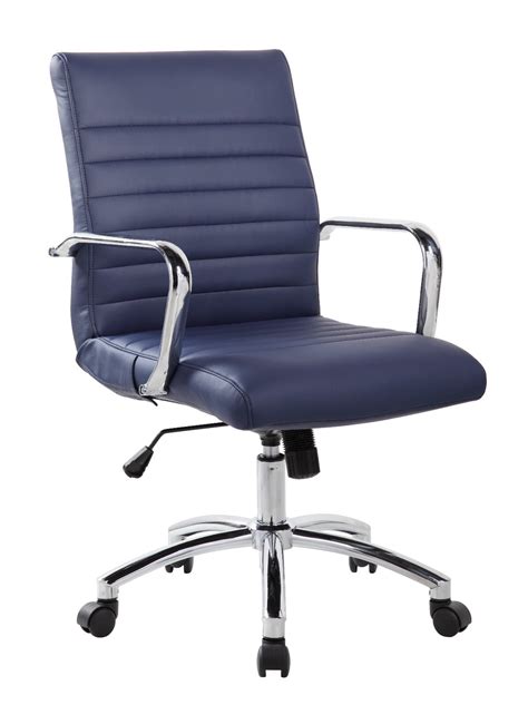Realbiz Mid Back Ribbed Faux Leather Office Chair Midnight Blue