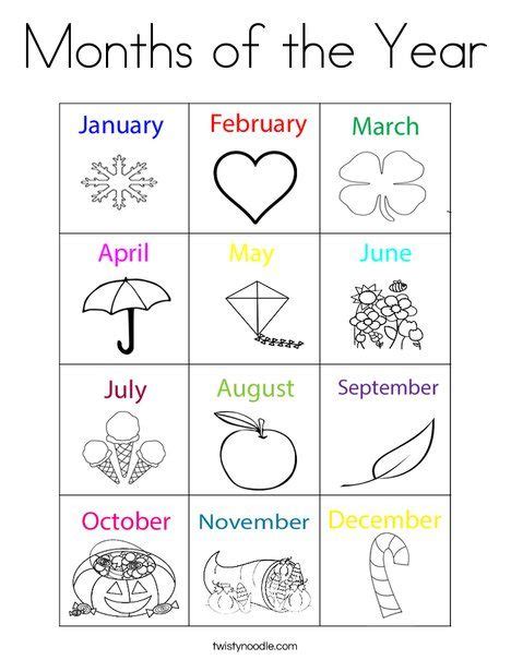 Months Of The Year Coloring Page Months In A Year Coloring Pages