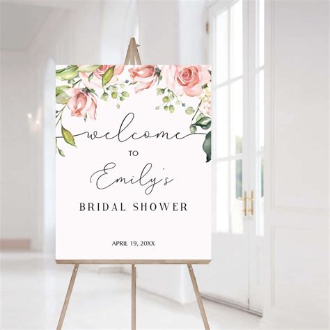 Floral Welcome Sign Template For Bridal Shower Decor Littlesizzle