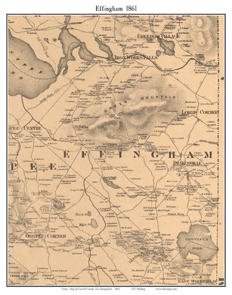 Effingham New Hampshire 1861 Old Town Map Custom Print