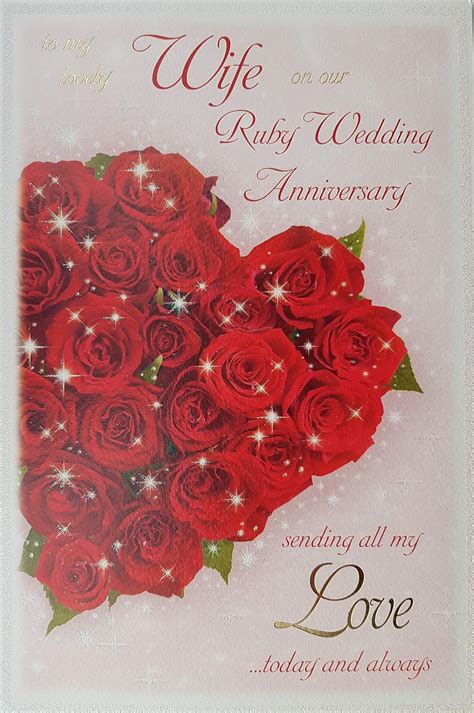 To My Wife On Our 40th Ruby Wedding Anniversary Large Greeting Card