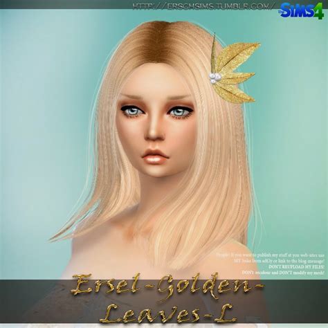 My Sims 4 Blog Golden Leaves Hair Accessories By Ersel